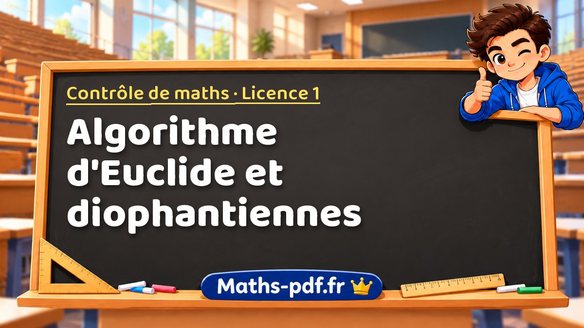 Algorithme d'Euclide et diophantiennes – Contrôle de maths en Licence 1 sur Maths-pdf.fr