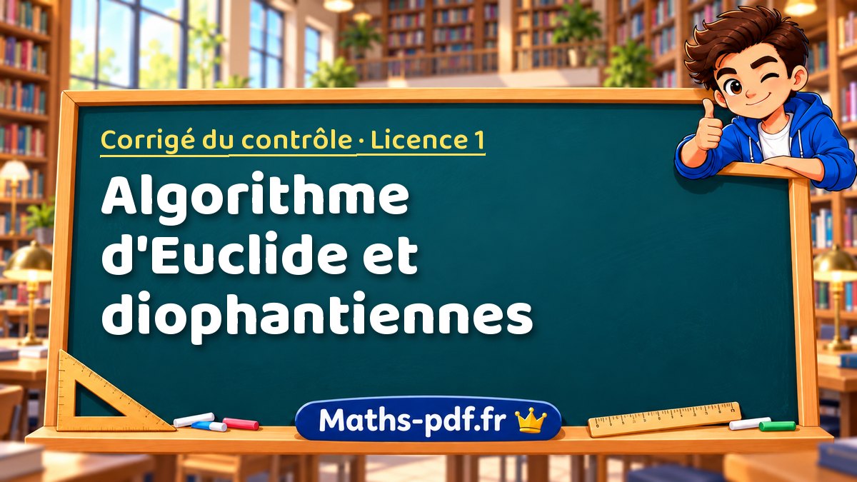 Algorithme d'Euclide et diophantiennes – Corrigé du contrôle en Licence 1 sur Maths-pdf.fr