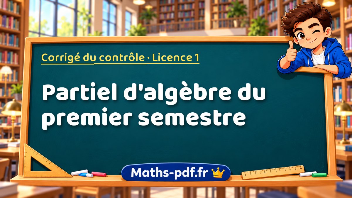 Partiel d'algèbre du premier semestre – Corrigé du contrôle en Licence 1 sur Maths-pdf.fr