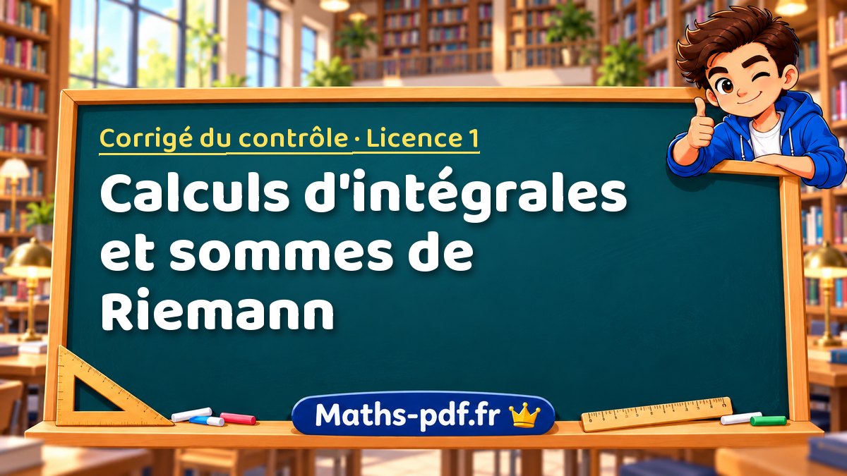 Calculs d'intégrales et sommes de Riemann – Corrigé du contrôle en Licence 1 sur Maths-pdf.fr