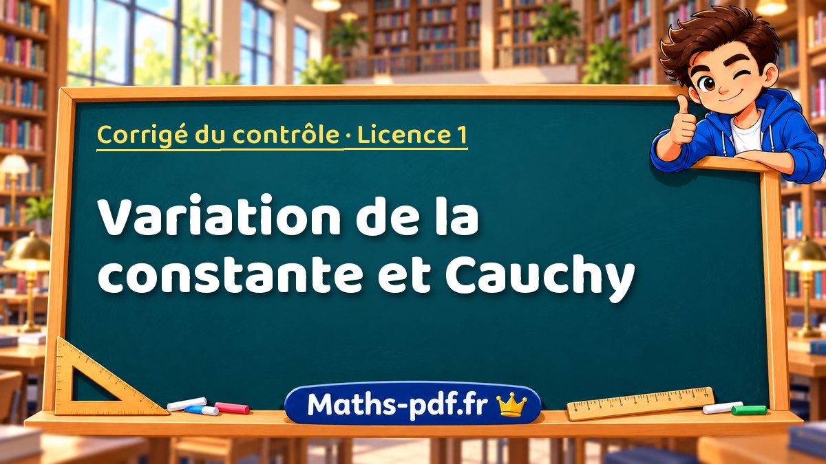 Variation de la constante et Cauchy – Corrigé du contrôle en Licence 1 sur Maths-pdf.fr