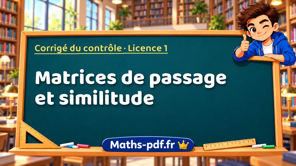 Matrices de passage et similitude – Corrigé du contrôle en Licence 1 sur Maths-pdf.fr