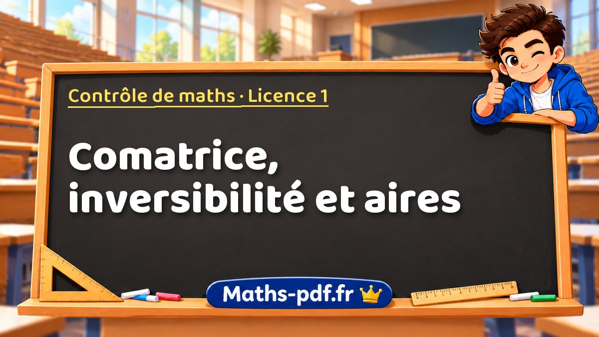 Comatrice, inversibilité et aires – Contrôle de maths en Licence 1 sur Maths-pdf.fr