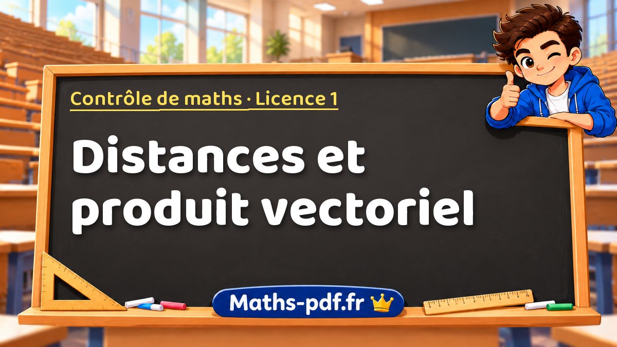 Distances et produit vectoriel – Contrôle de maths en Licence 1 sur Maths-pdf.fr
