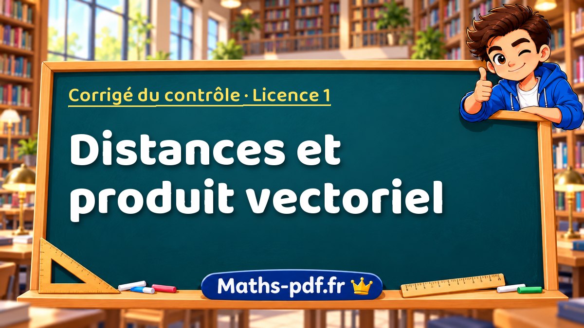 Distances et produit vectoriel – Corrigé du contrôle en Licence 1 sur Maths-pdf.fr