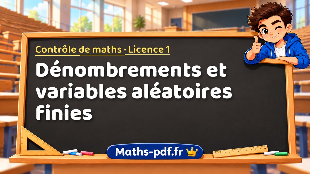 Dénombrements et variables aléatoires finies – Contrôle de maths en Licence 1 sur Maths-pdf.fr