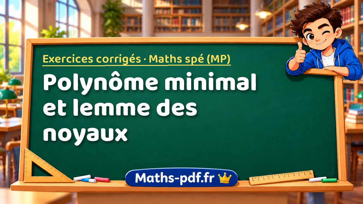 Polynôme minimal et lemme des noyaux – Exercices corrigés en Maths spé (MP) sur Maths-pdf.fr