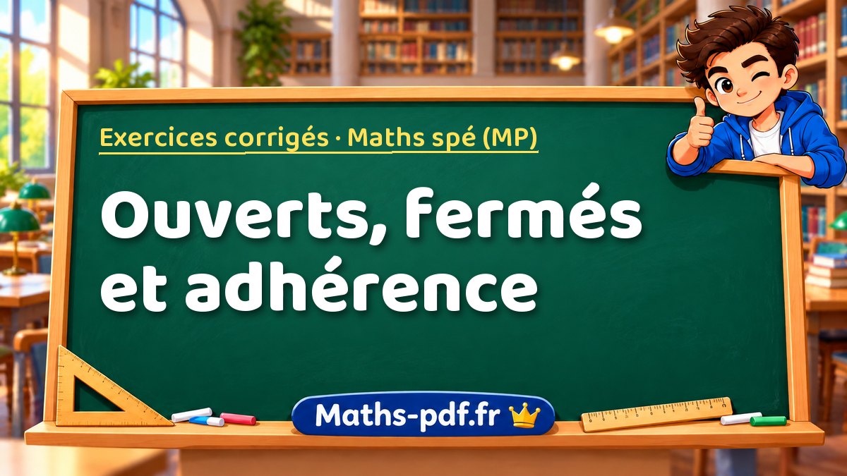 Ouverts, fermés et adhérence – Exercices corrigés en Maths spé (MP) sur Maths-pdf.fr