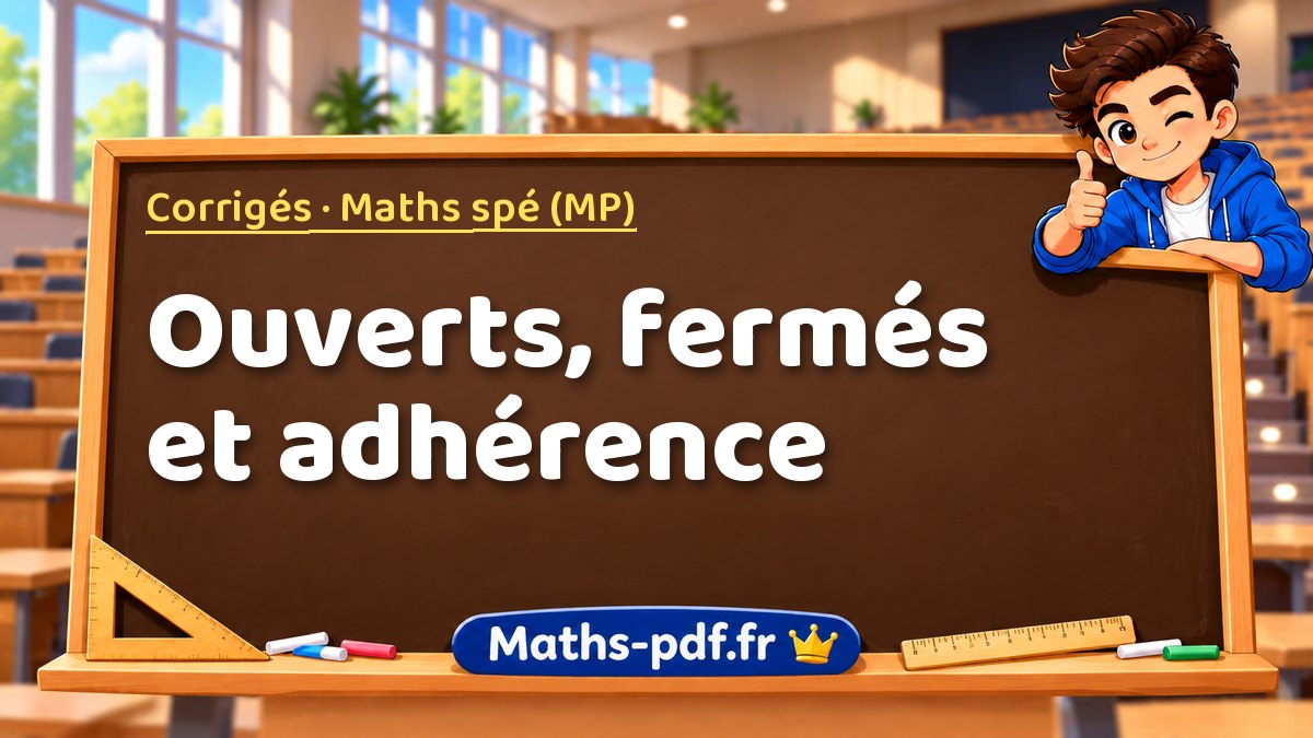 Ouverts, fermés et adhérence – Corrigés en Maths spé (MP) sur Maths-pdf.fr