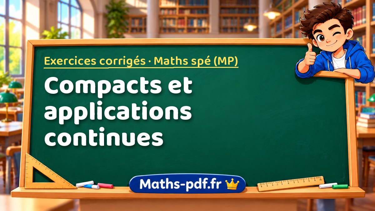Compacts et applications continues – Exercices corrigés en Maths spé (MP) sur Maths-pdf.fr