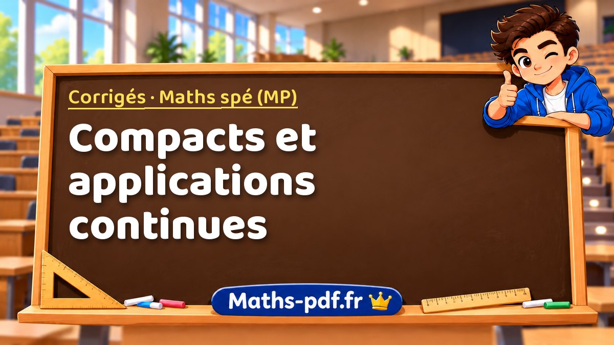 Compacts et applications continues – Corrigés en Maths spé (MP) sur Maths-pdf.fr