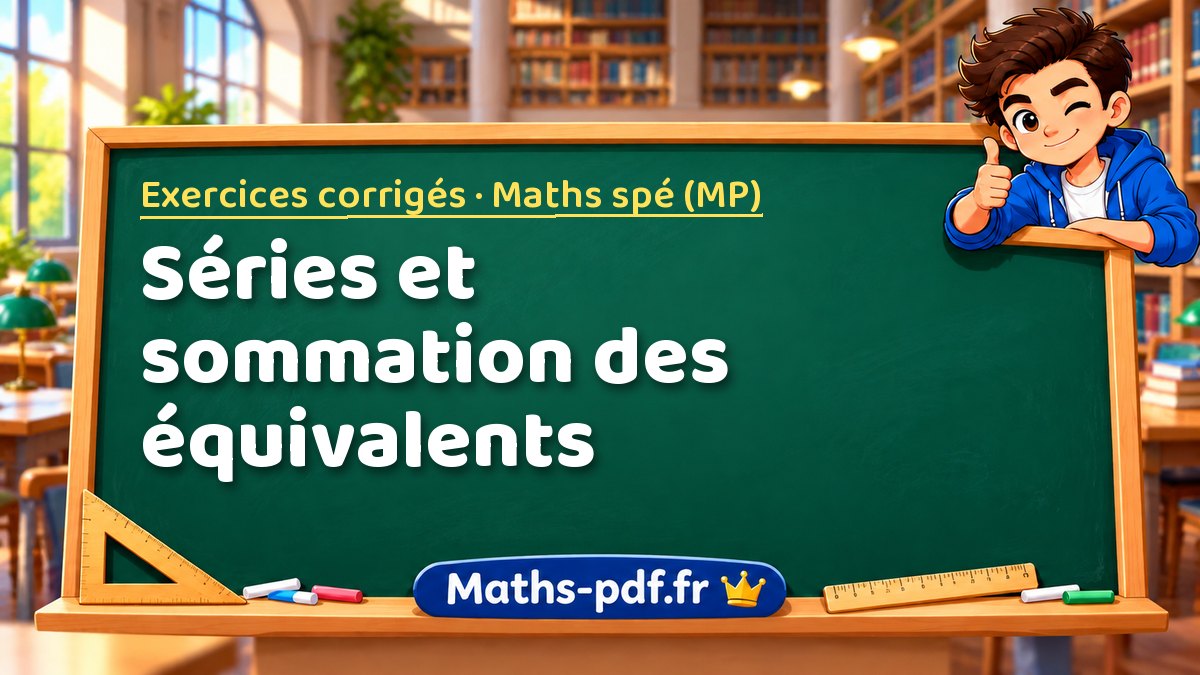 Séries et sommation des équivalents – Exercices corrigés en Maths spé (MP) sur Maths-pdf.fr