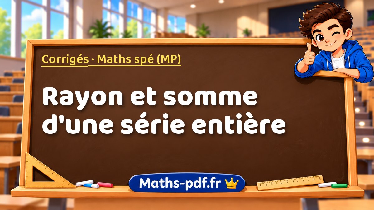 Rayon et somme d'une série entière – Corrigés en Maths spé (MP) sur Maths-pdf.fr