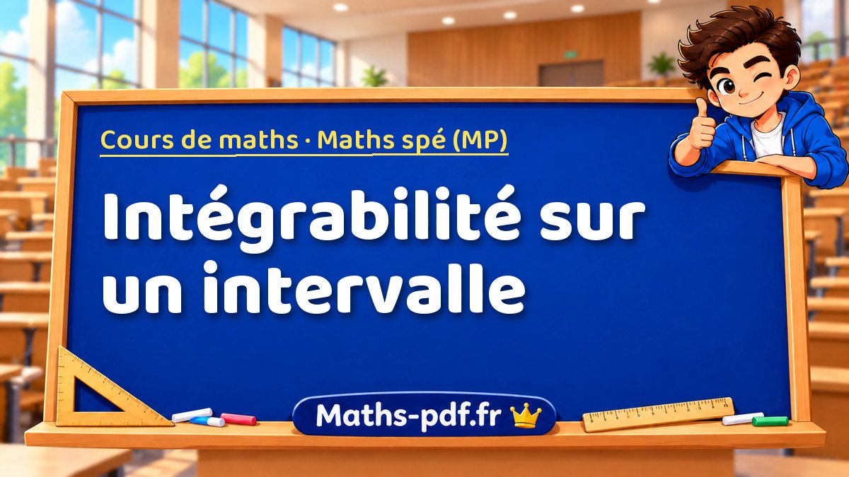 Intégrabilité sur un intervalle – Cours de maths en Maths spé (MP) sur Maths-pdf.fr