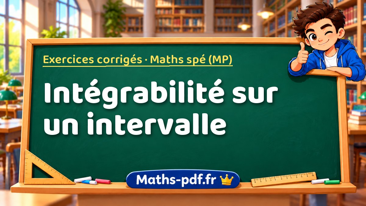 Intégrabilité sur un intervalle – Exercices corrigés en Maths spé (MP) sur Maths-pdf.fr