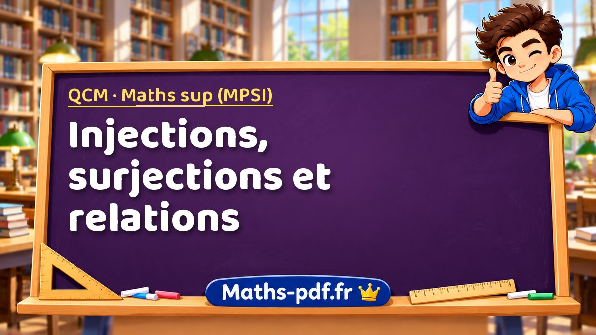 Injections, surjections et relations – QCM en Maths sup (MPSI) sur Maths-pdf.fr