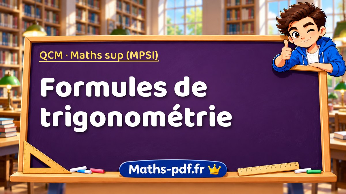 Formules de trigonométrie – QCM en Maths sup (MPSI) sur Maths-pdf.fr