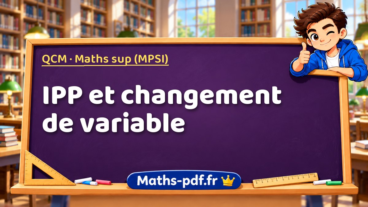 IPP et changement de variable – QCM en Maths sup (MPSI) sur Maths-pdf.fr