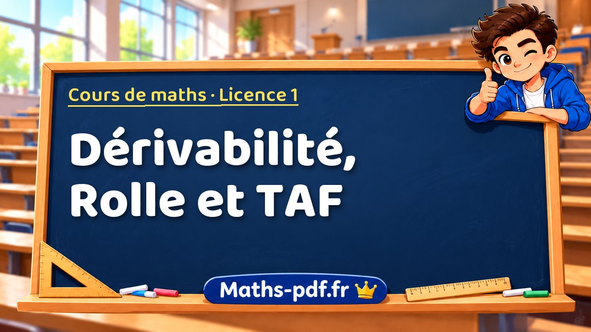 Dérivabilité, Rolle et TAF – Cours de maths en Licence 1 sur Maths-pdf.fr