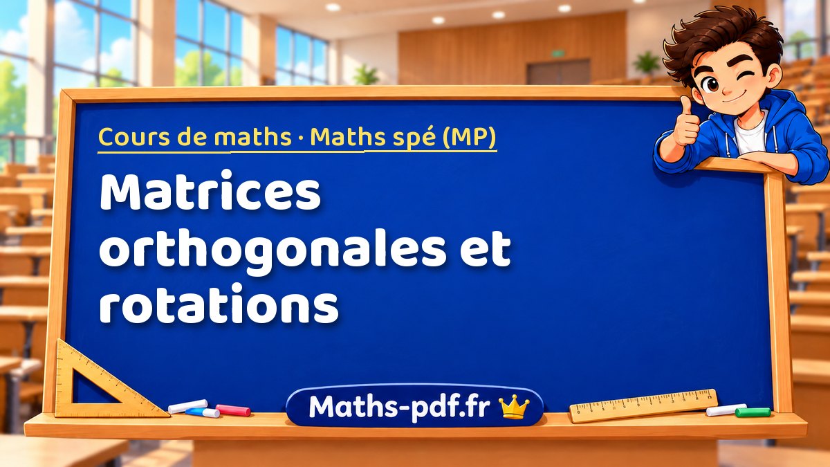 Matrices orthogonales et rotations – Cours de maths en Maths spé (MP) sur Maths-pdf.fr