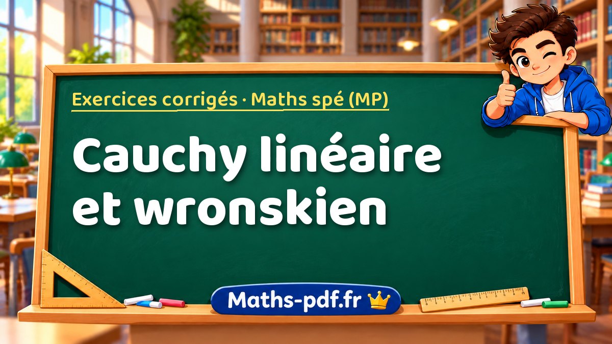 Cauchy linéaire et wronskien – Exercices corrigés en Maths spé (MP) sur Maths-pdf.fr