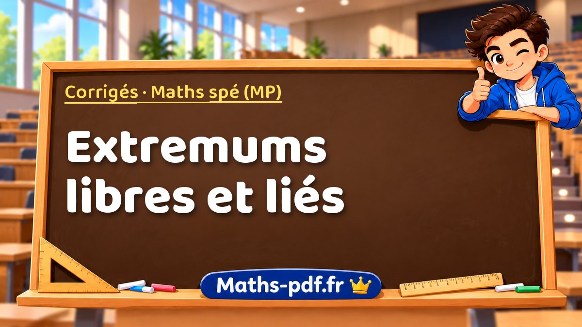 Extremums libres et liés – Corrigés en Maths spé (MP) sur Maths-pdf.fr