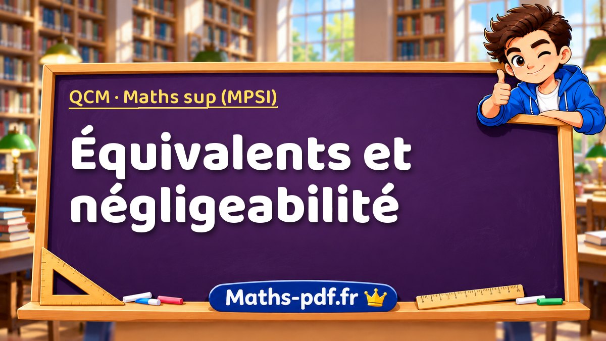 Équivalents et négligeabilité – QCM en Maths sup (MPSI) sur Maths-pdf.fr