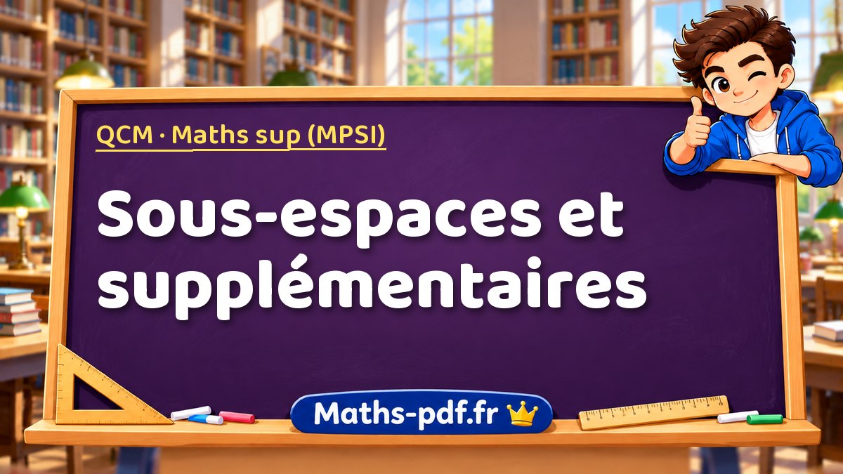 Sous-espaces et supplémentaires – QCM en Maths sup (MPSI) sur Maths-pdf.fr