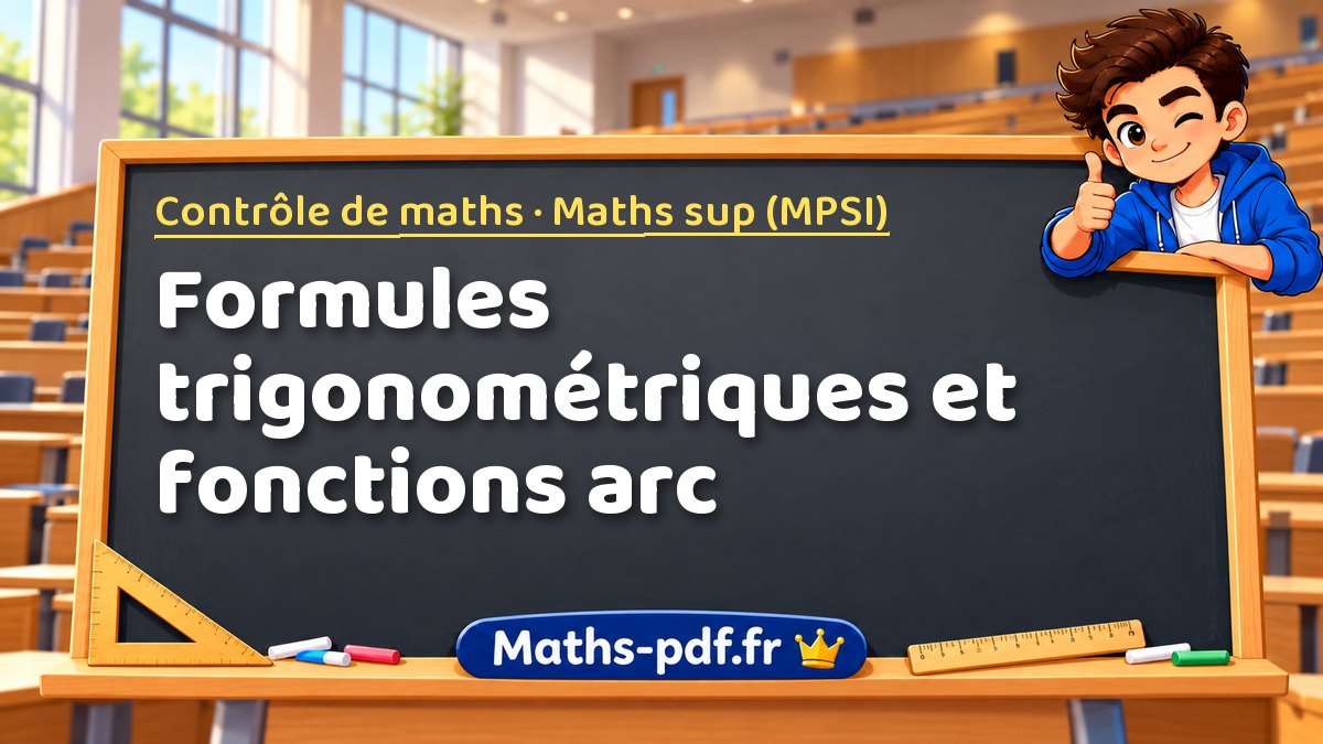 Formules trigonométriques et fonctions arc – Contrôle de maths en Maths sup (MPSI) sur Maths-pdf.fr