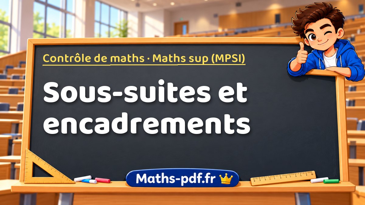 Sous-suites et encadrements – Contrôle de maths en Maths sup (MPSI) sur Maths-pdf.fr
