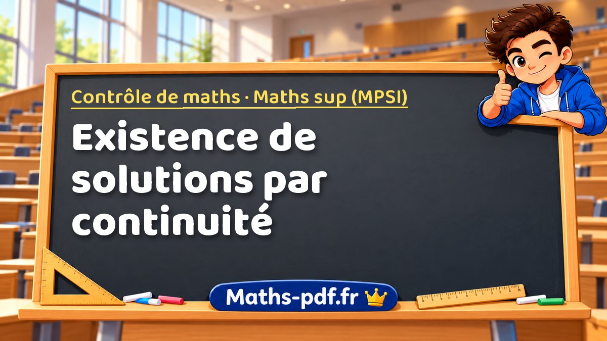 Existence de solutions par continuité – Contrôle de maths en Maths sup (MPSI) sur Maths-pdf.fr