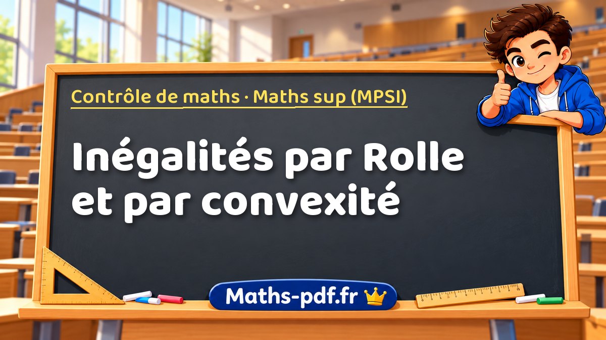 Inégalités par Rolle et par convexité – Contrôle de maths en Maths sup (MPSI) sur Maths-pdf.fr