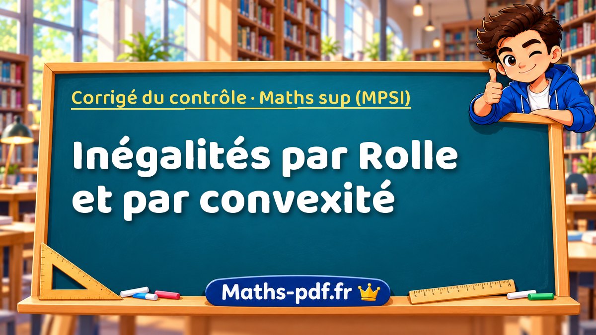 Inégalités par Rolle et par convexité – Corrigé du contrôle en Maths sup (MPSI) sur Maths-pdf.fr
