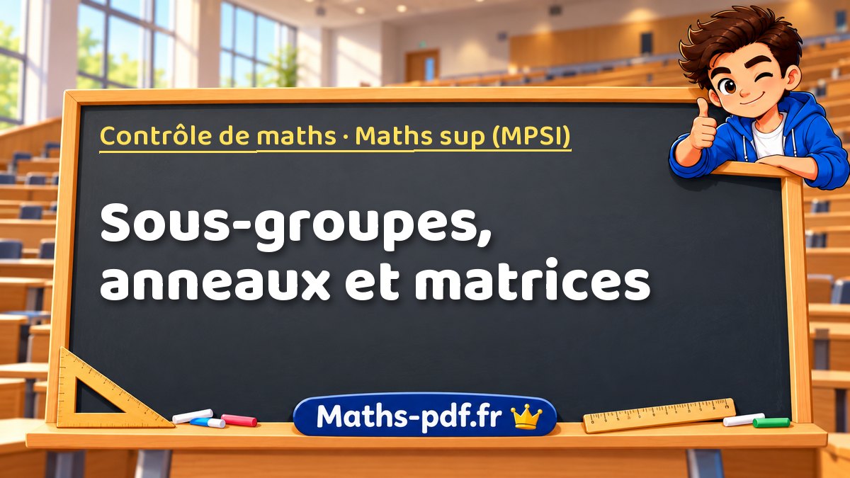 Sous-groupes, anneaux et matrices – Contrôle de maths en Maths sup (MPSI) sur Maths-pdf.fr