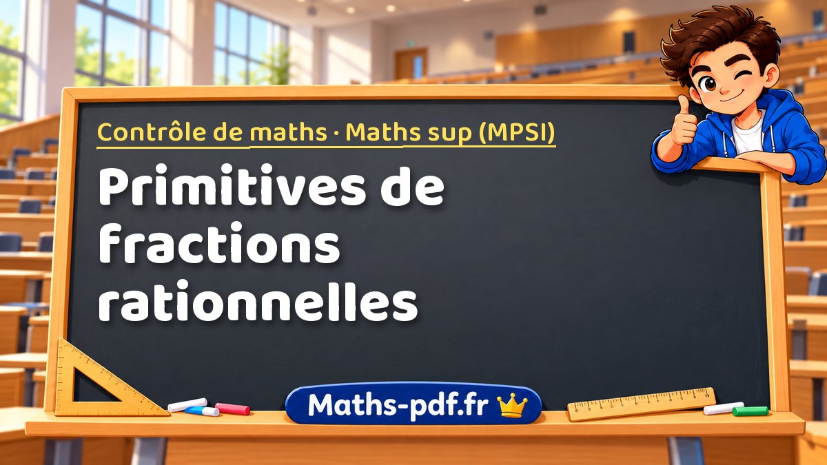 Primitives de fractions rationnelles – Contrôle de maths en Maths sup (MPSI) sur Maths-pdf.fr