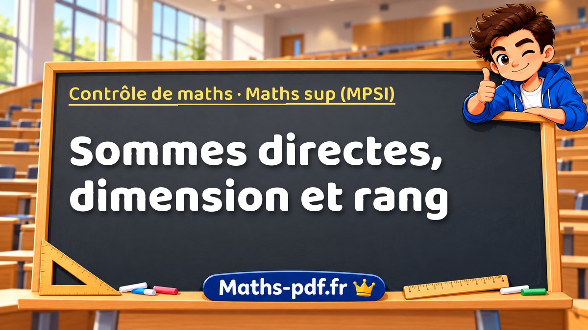 Sommes directes, dimension et rang – Contrôle de maths en Maths sup (MPSI) sur Maths-pdf.fr