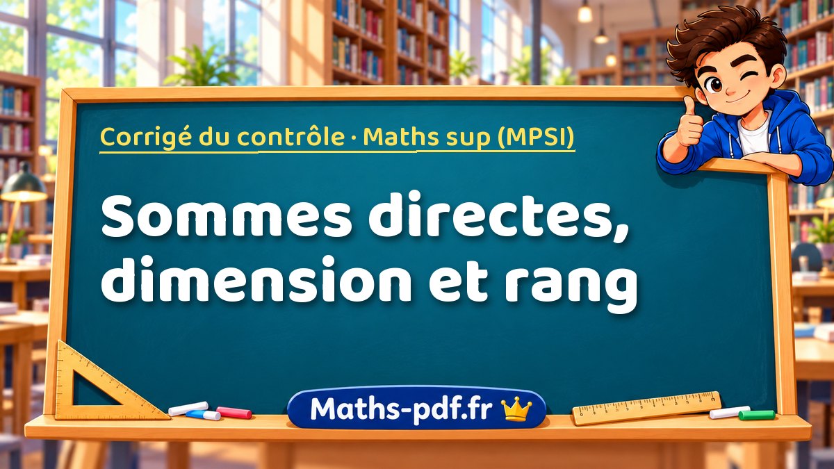 Sommes directes, dimension et rang – Corrigé du contrôle en Maths sup (MPSI) sur Maths-pdf.fr