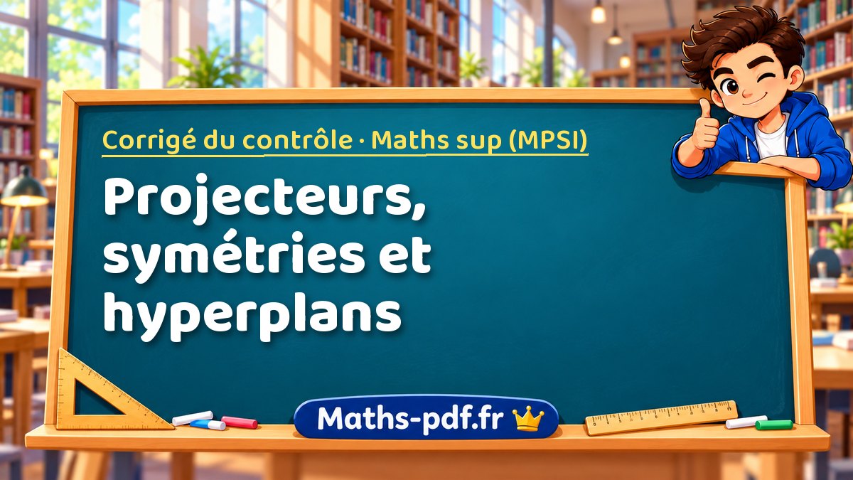 Projecteurs, symétries et hyperplans – Corrigé du contrôle en Maths sup (MPSI) sur Maths-pdf.fr