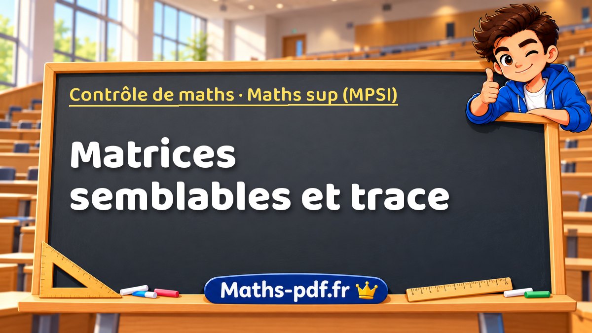 Matrices semblables et trace – Contrôle de maths en Maths sup (MPSI) sur Maths-pdf.fr