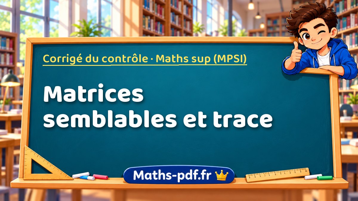 Matrices semblables et trace – Corrigé du contrôle en Maths sup (MPSI) sur Maths-pdf.fr