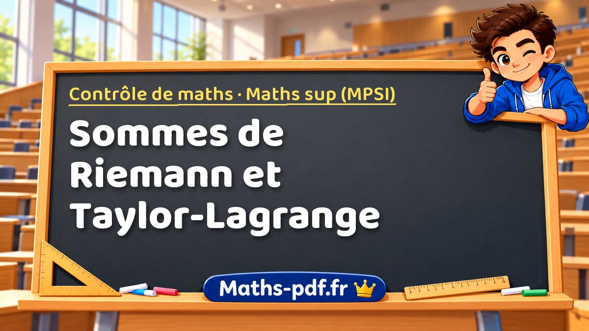 Sommes de Riemann et Taylor-Lagrange – Contrôle de maths en Maths sup (MPSI) sur Maths-pdf.fr
