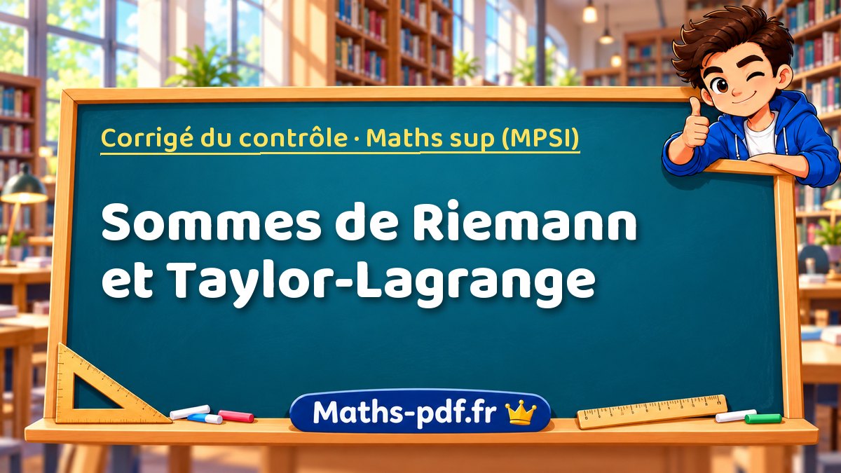 Sommes de Riemann et Taylor-Lagrange – Corrigé du contrôle en Maths sup (MPSI) sur Maths-pdf.fr
