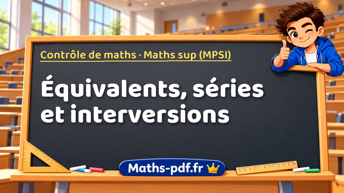 Équivalents, séries et interversions – Contrôle de maths en Maths sup (MPSI) sur Maths-pdf.fr