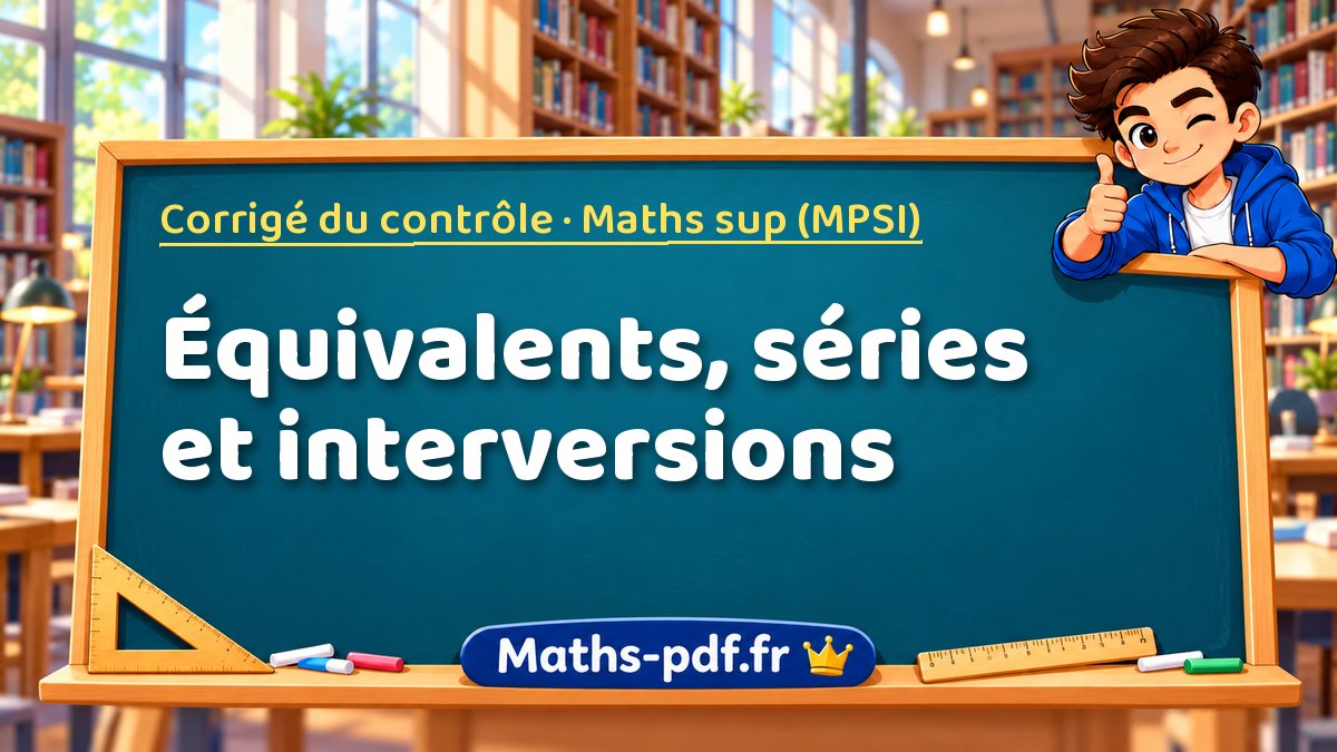 Équivalents, séries et interversions – Corrigé du contrôle en Maths sup (MPSI) sur Maths-pdf.fr