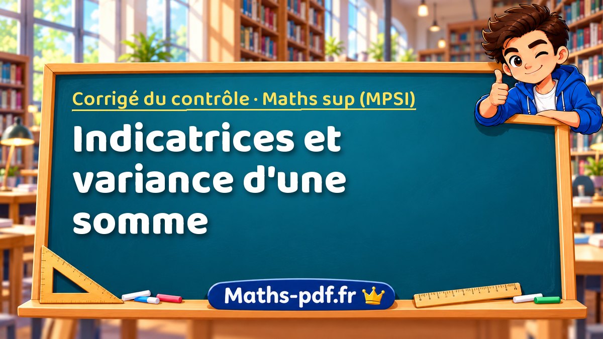 Indicatrices et variance d'une somme – Corrigé du contrôle en Maths sup (MPSI) sur Maths-pdf.fr
