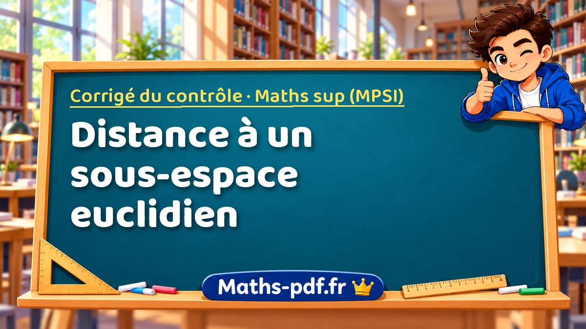 Distance à un sous-espace euclidien – Corrigé du contrôle en Maths sup (MPSI) sur Maths-pdf.fr
