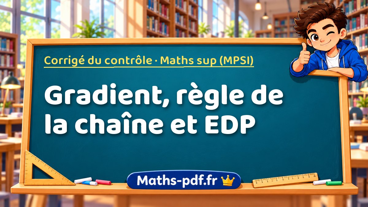 Gradient, règle de la chaîne et EDP – Corrigé du contrôle en Maths sup (MPSI) sur Maths-pdf.fr