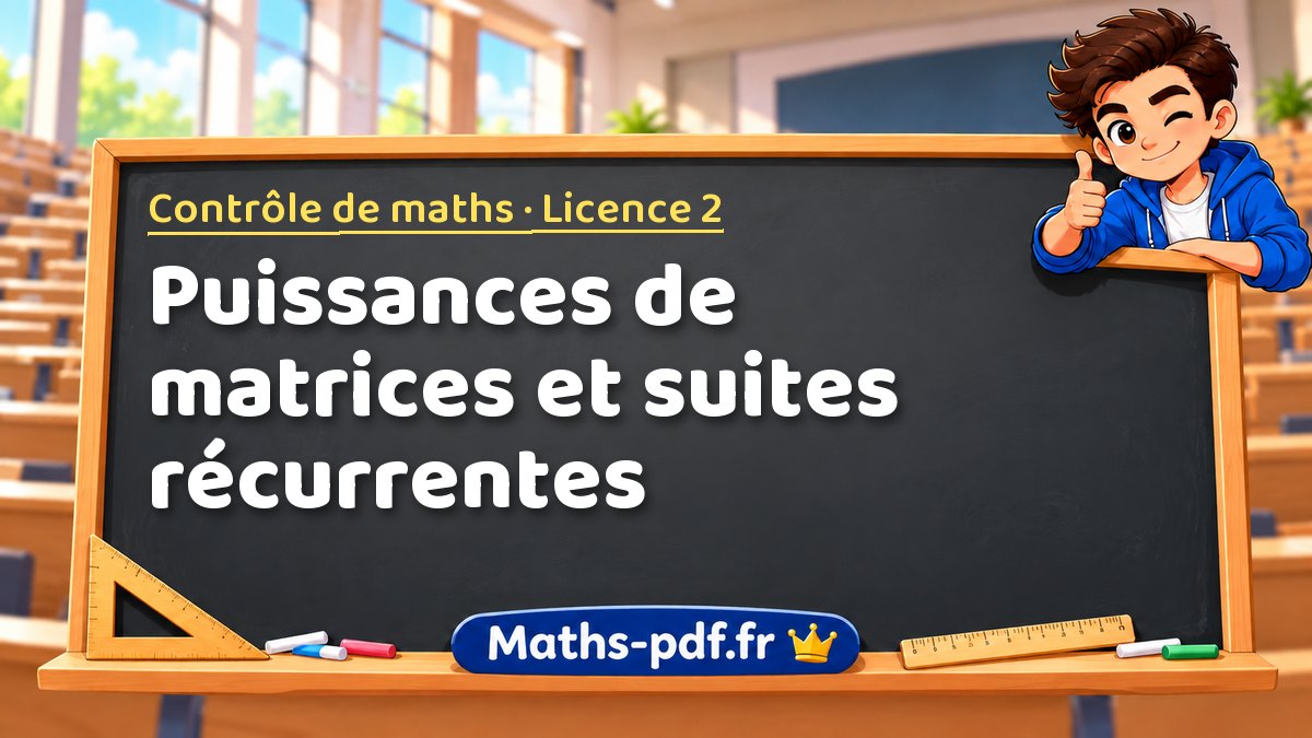 Puissances de matrices et suites récurrentes – Contrôle de maths en Licence 2 sur Maths-pdf.fr