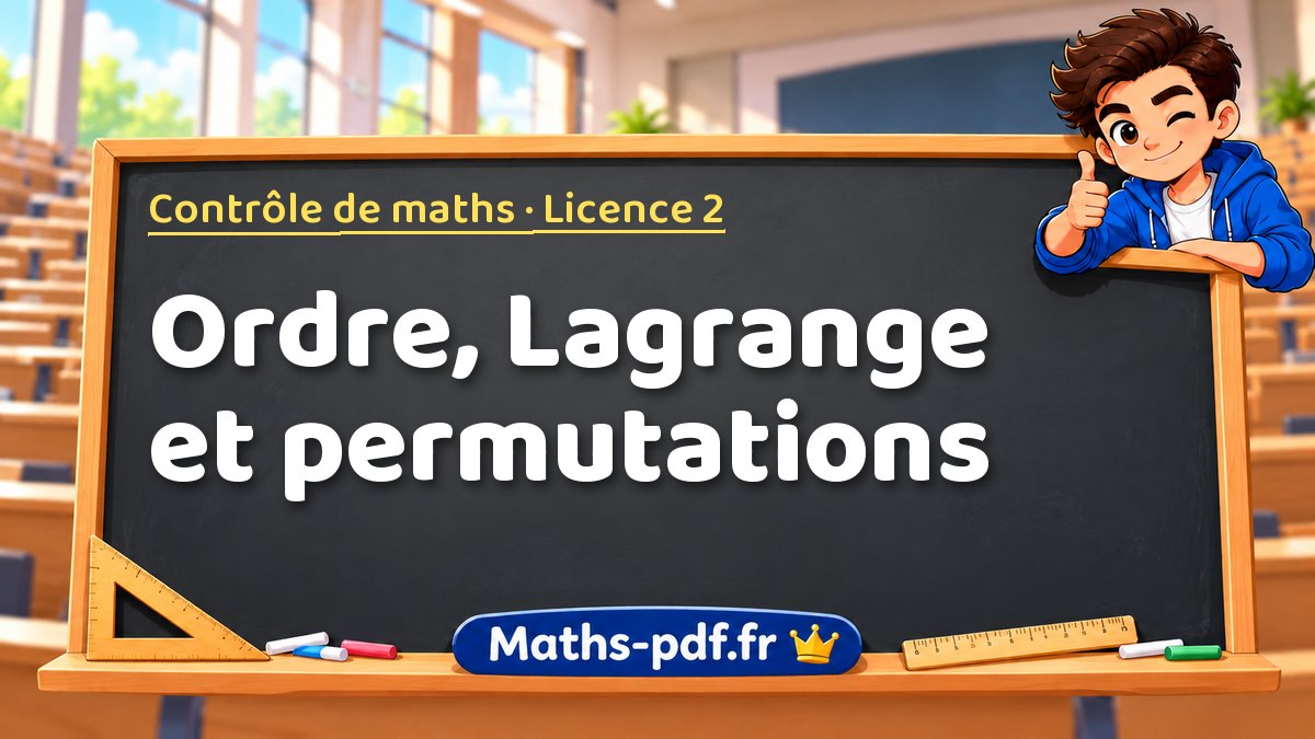 Ordre, Lagrange et permutations – Contrôle de maths en Licence 2 sur Maths-pdf.fr