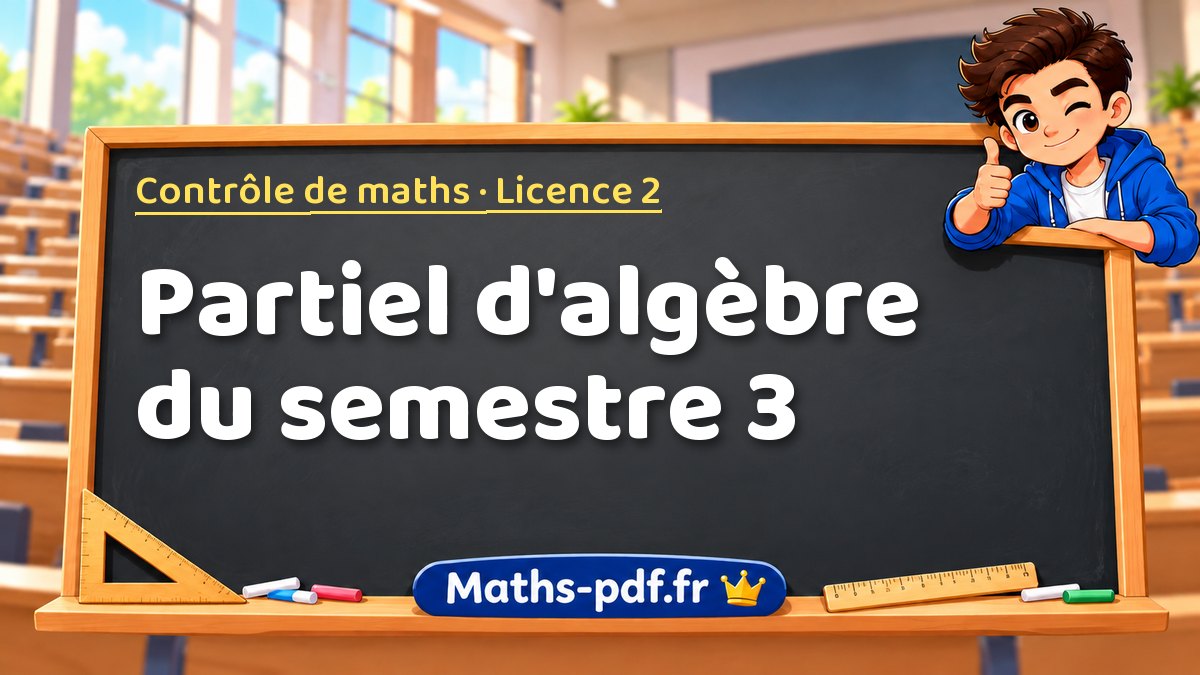 Partiel d'algèbre du semestre 3 – Contrôle de maths en Licence 2 sur Maths-pdf.fr